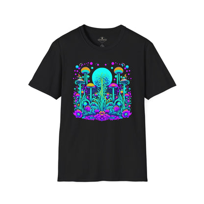 Trippy Mushroom Field Black T-Shirt