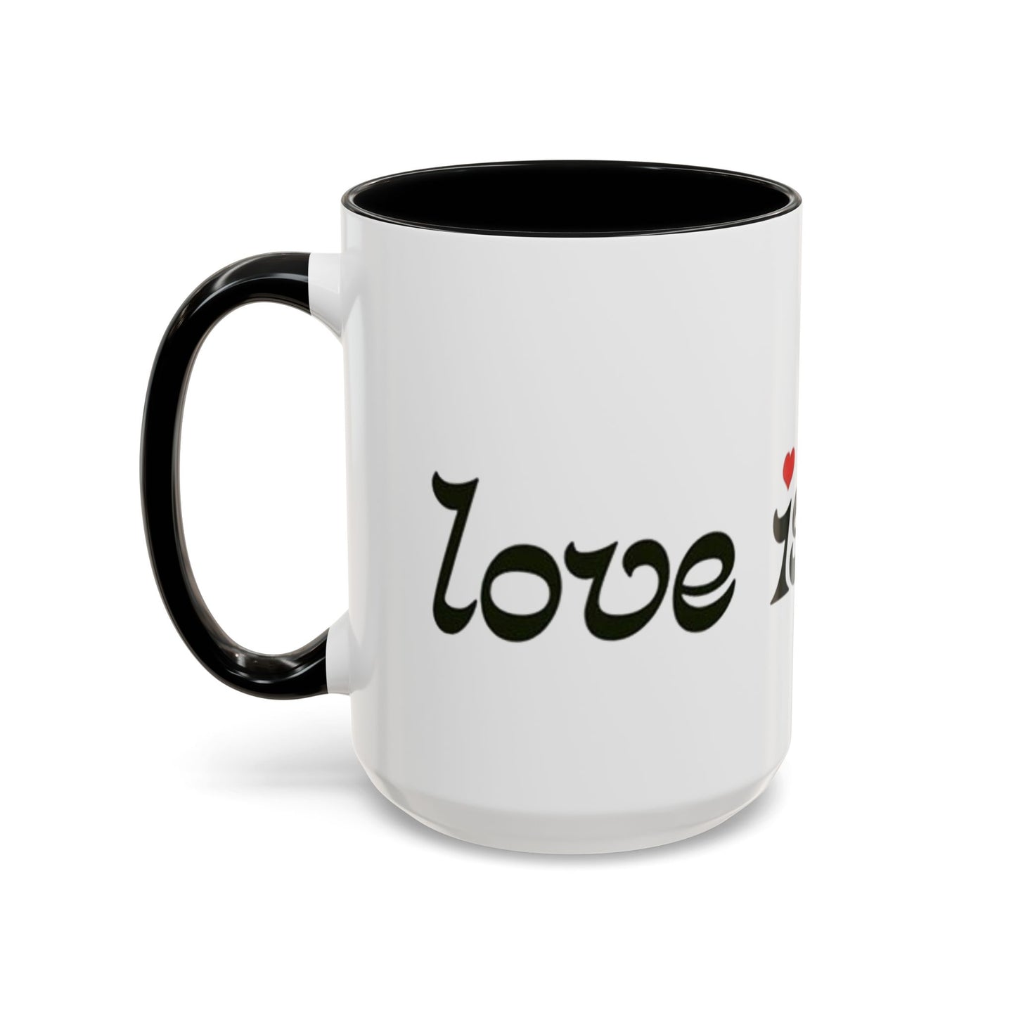 Vintage Love Is Cartoon Black Accent Mug