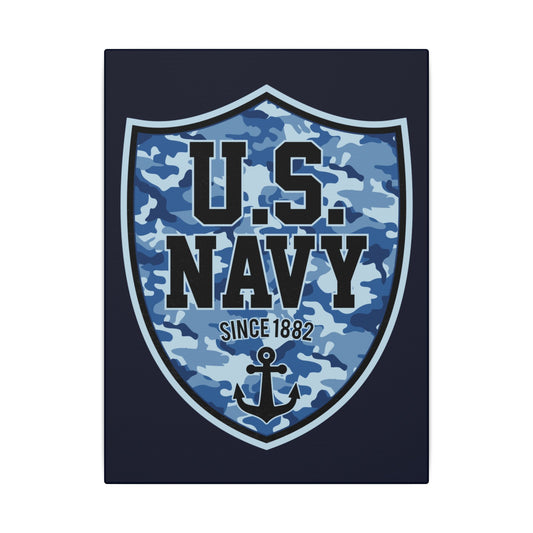 US Navy Camo Shield Blue Wall Canvas