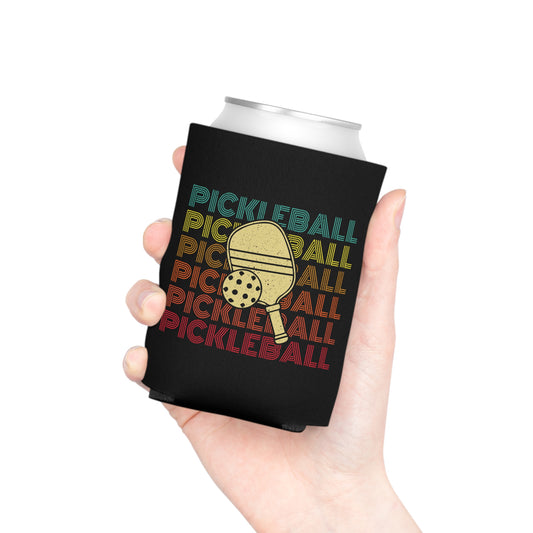 Pickleball Retro Black Koozie Can Cooler
