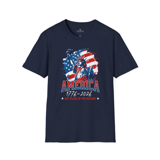 America 250 Years Liberty Flag Navy Blue T-Shirt