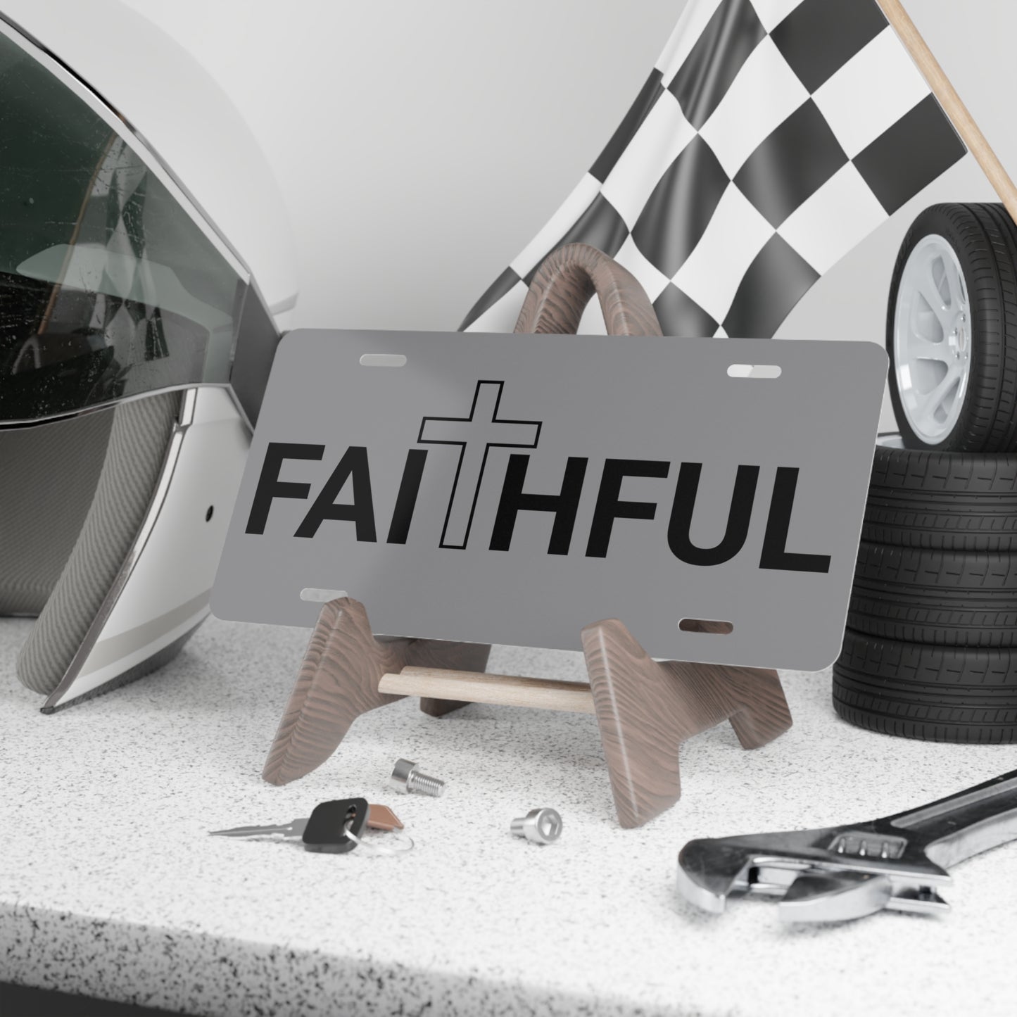 Faithful Grey Vanity License Plate
