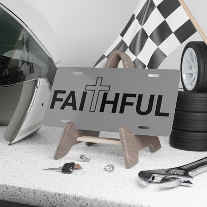 Faithful Grey Vanity License Plate