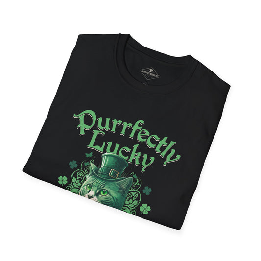 Purrfectly Lucky Black T-Shirt