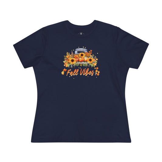 Fall Vibes Navy Womens T-Shirt