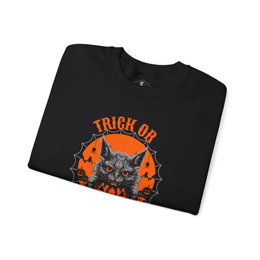 Trick Or Treat Halloween Cat Black Sweatshirt