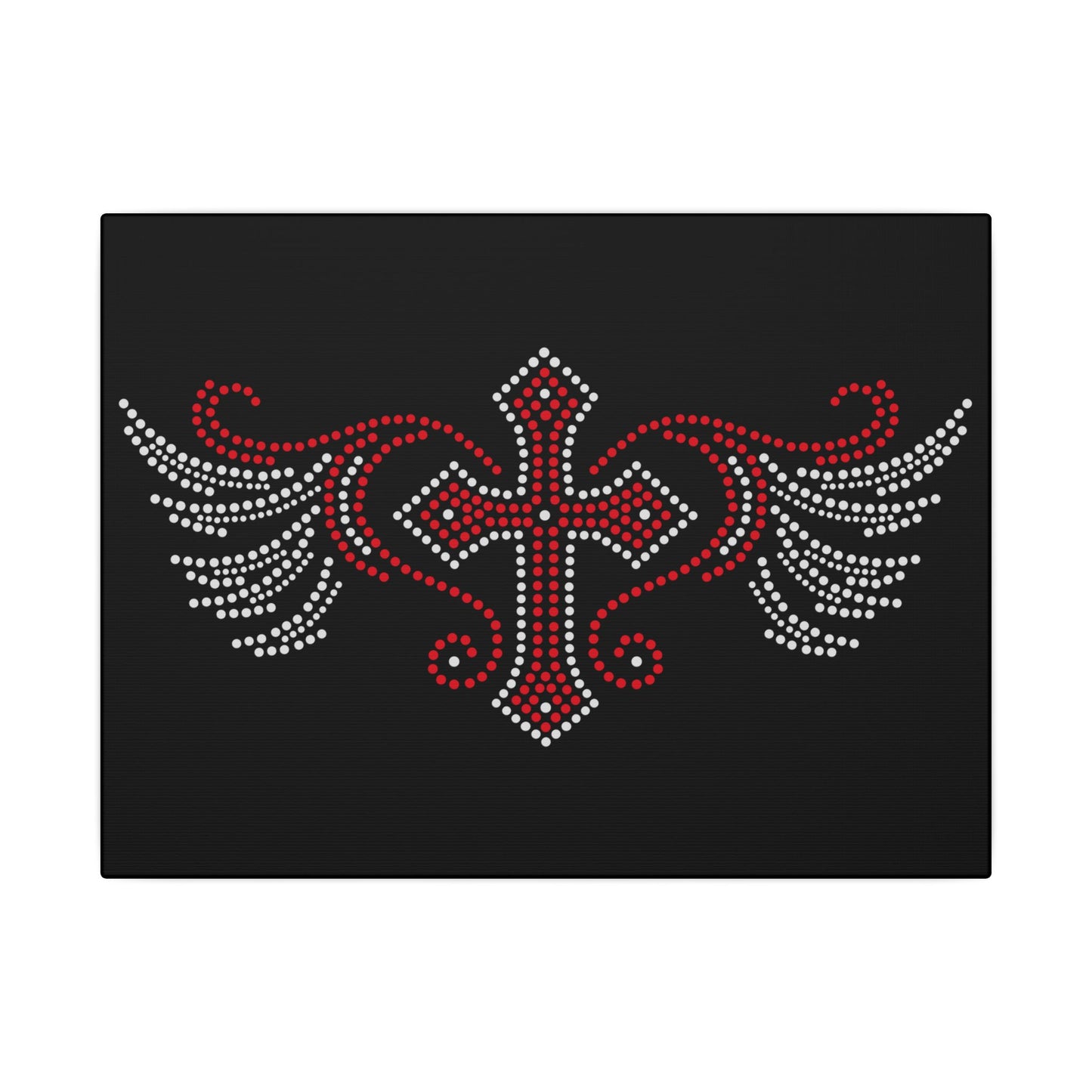 Cross Wings "Rhinestone" Black Wall Canvas