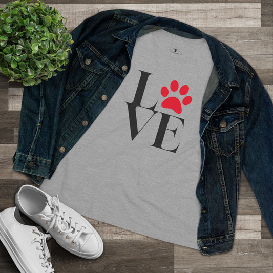 Paw Print Love Grey Womens T-Shirt