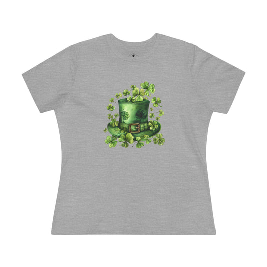 St. Patrick's Day Clover Hat Grey Womens T-Shirt