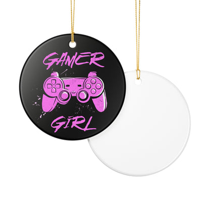 Gamer Girl Ceramic Christmas Tree Ornament