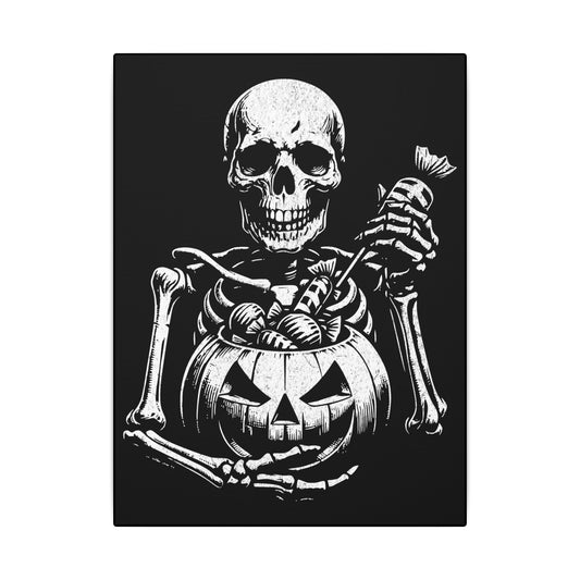 Halloween Skeleton Black Wall Canvas