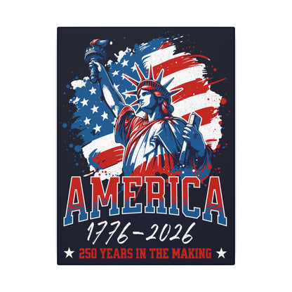 America 250 Years Liberty Flag Blue Wall Canvas