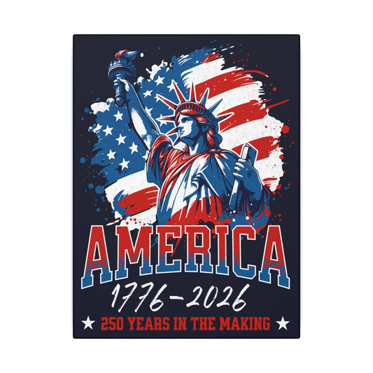 America 250 Years Liberty Flag Blue Wall Canvas
