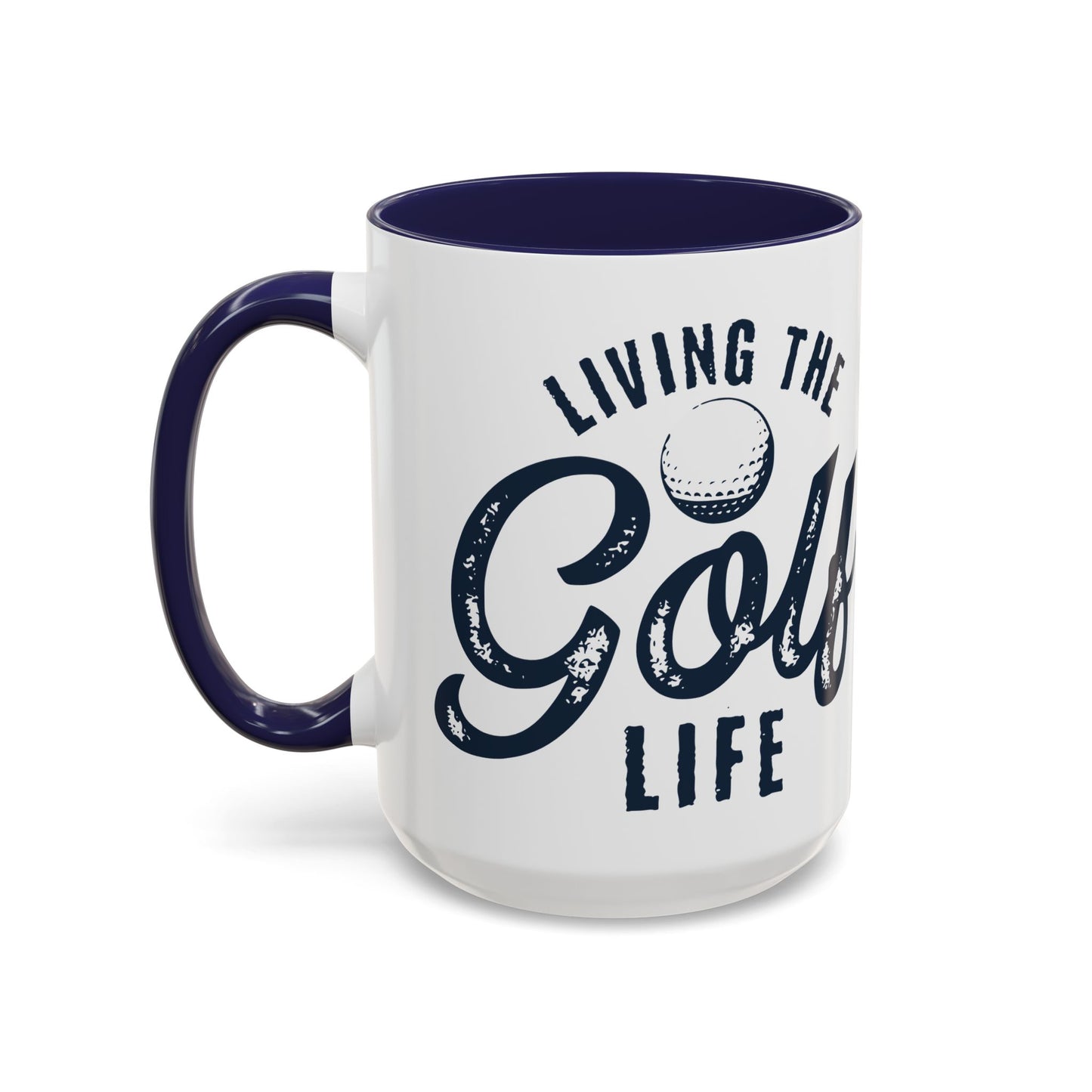 Living The Golf Life Navy Accent Mug