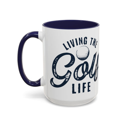 Living The Golf Life Navy Accent Mug