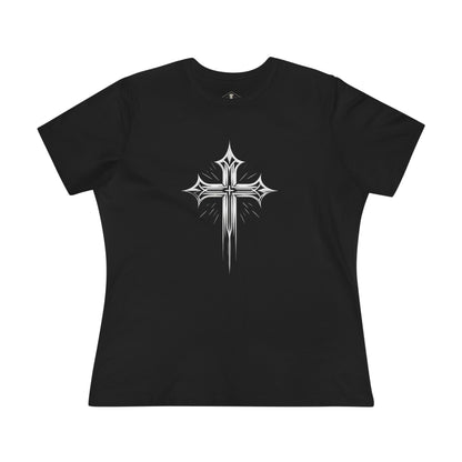 Shining Cross Black Womens T-Shirt