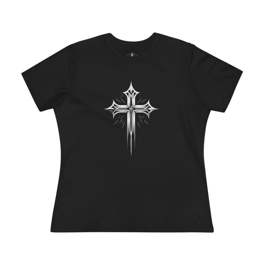 Shining Cross Black Womens T-Shirt