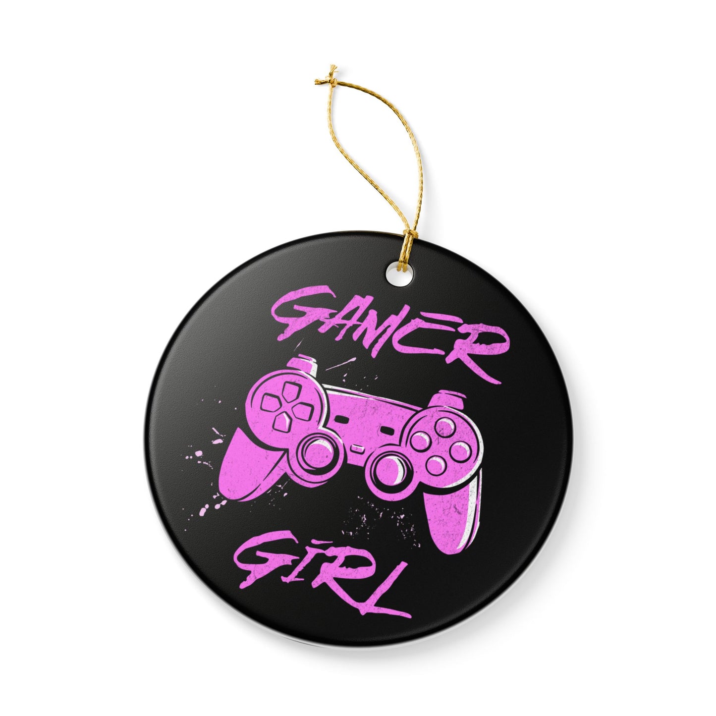 Gamer Girl Ceramic Christmas Tree Ornament