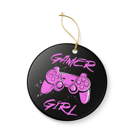 Gamer Girl Ceramic Christmas Tree Ornament
