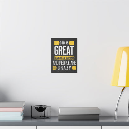 God Is Great Beer Is Good Black Wall Canvas