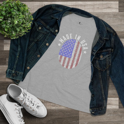 Made In USA Fingerprint Grey Womens T-Shirt
