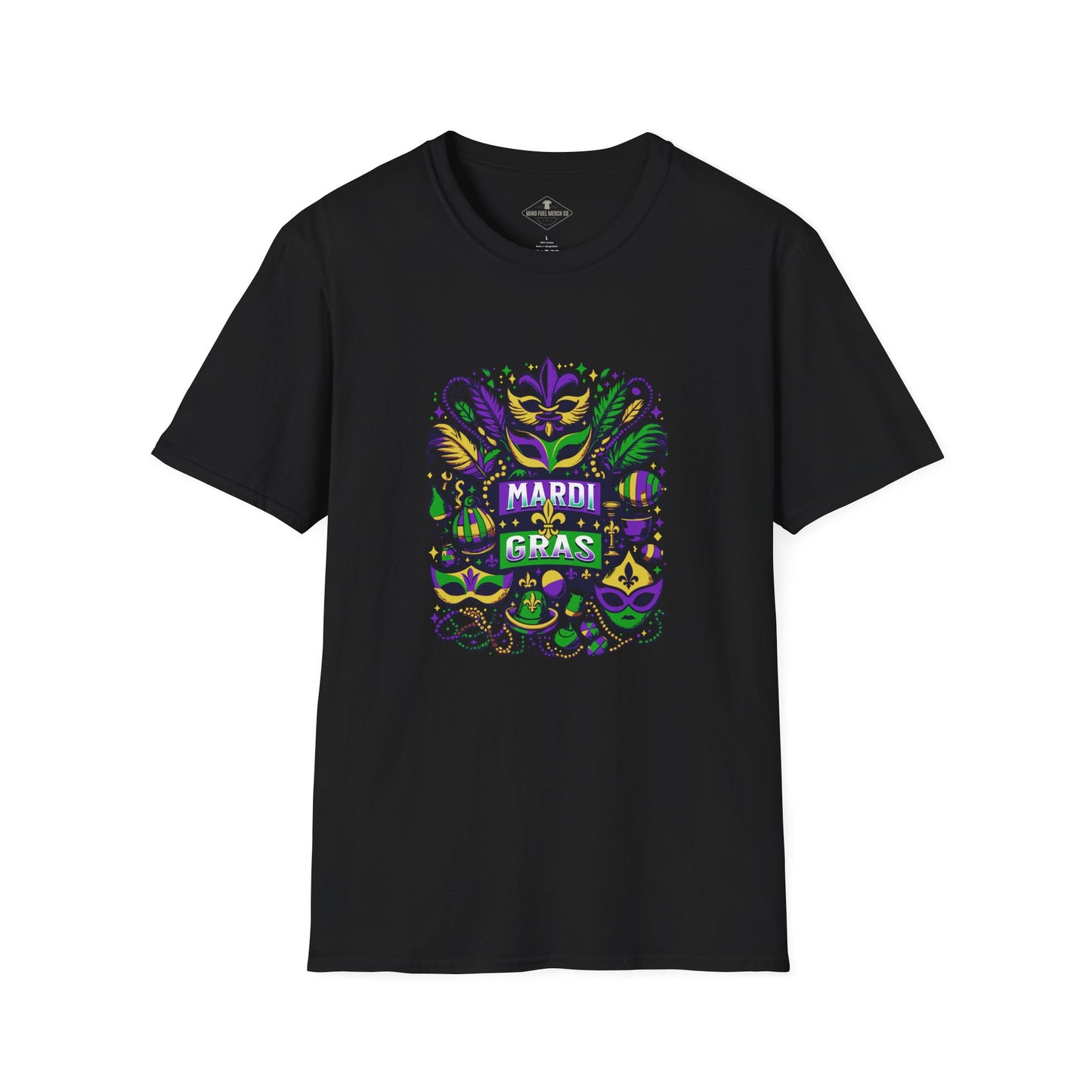 Mardi Gras Collage Black T-Shirt