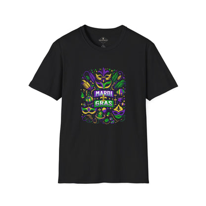 Mardi Gras Collage Black T-Shirt