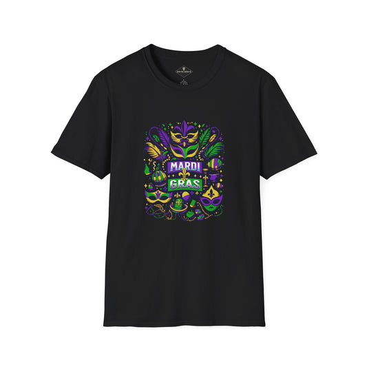 Mardi Gras Collage Black T-Shirt