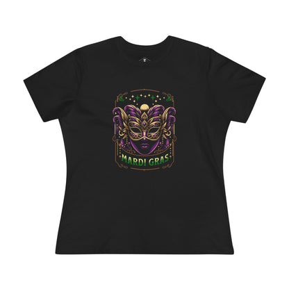 Mardi Gras Fancy Mask Black Womens T-Shirt