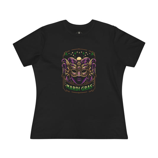 Mardi Gras Fancy Mask Black Womens T-Shirt