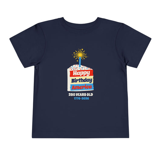 America 250th Birthday Cake Navy Toddler T-Shirt