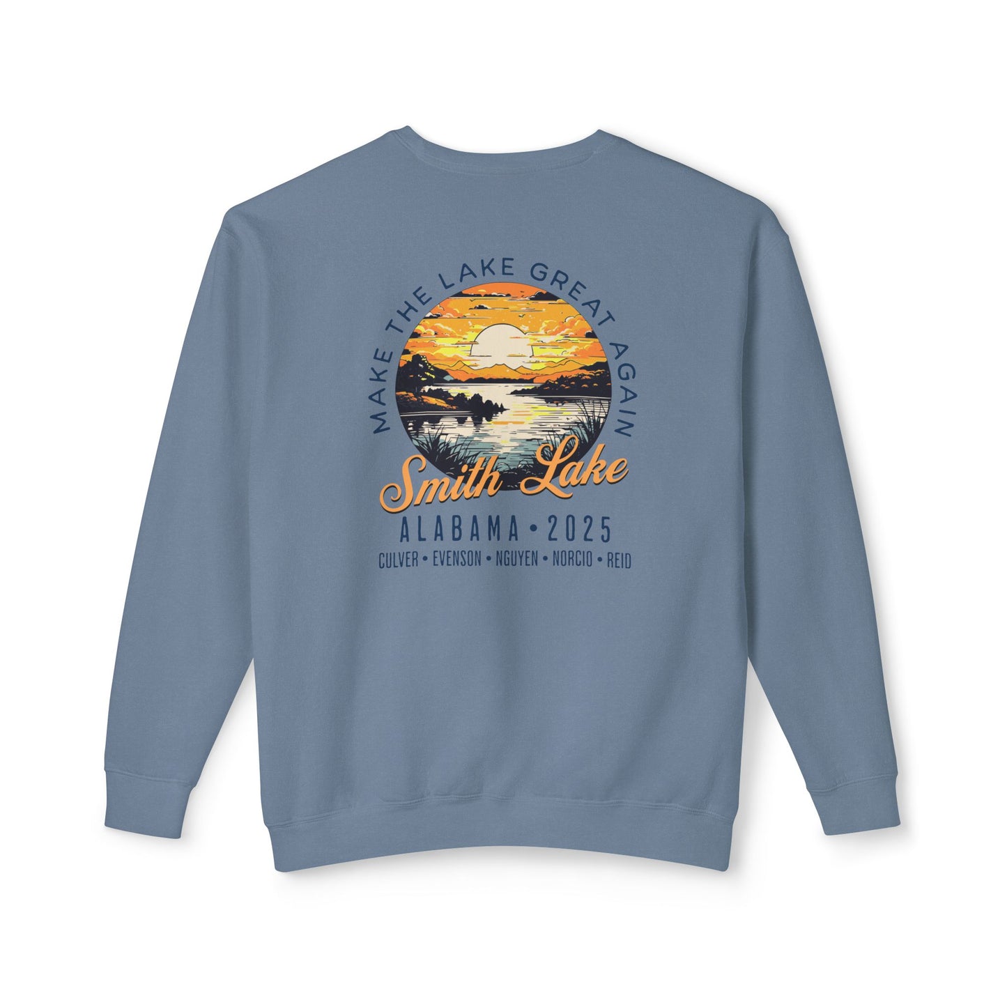 Smith Lake Sunset Denim Blue Crewneck Sweatshirt