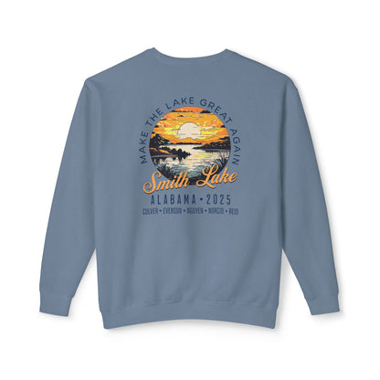Smith Lake Sunset Denim Blue Crewneck Sweatshirt