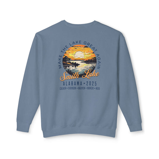 Smith Lake Sunset Denim Blue Crewneck Sweatshirt