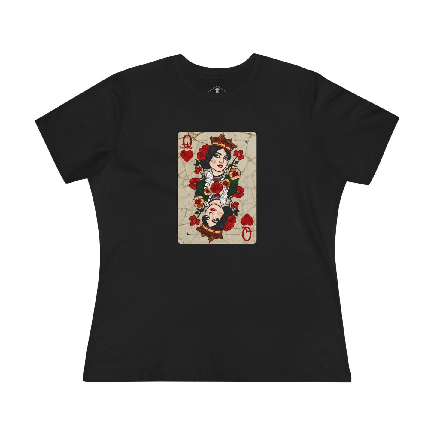 Queen Of Hearts Black Womens T-Shirt