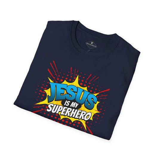 Jesus Is My Super Hero Navy Blue T-Shirt