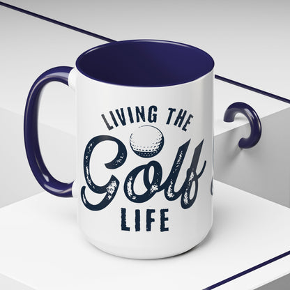 Living The Golf Life Navy Accent Mug