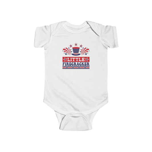 Little Firecracker White Baby Bodysuit