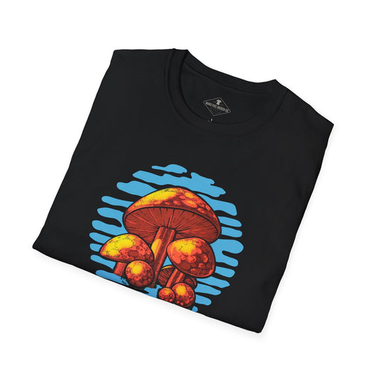 Vintage 1970's Mushrooms Black T-Shirt