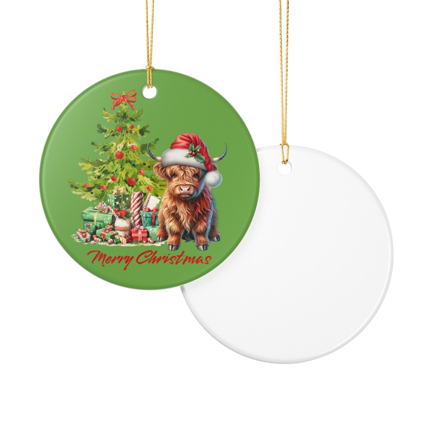 Highland Cow Holiday Christmas Tree Ornament