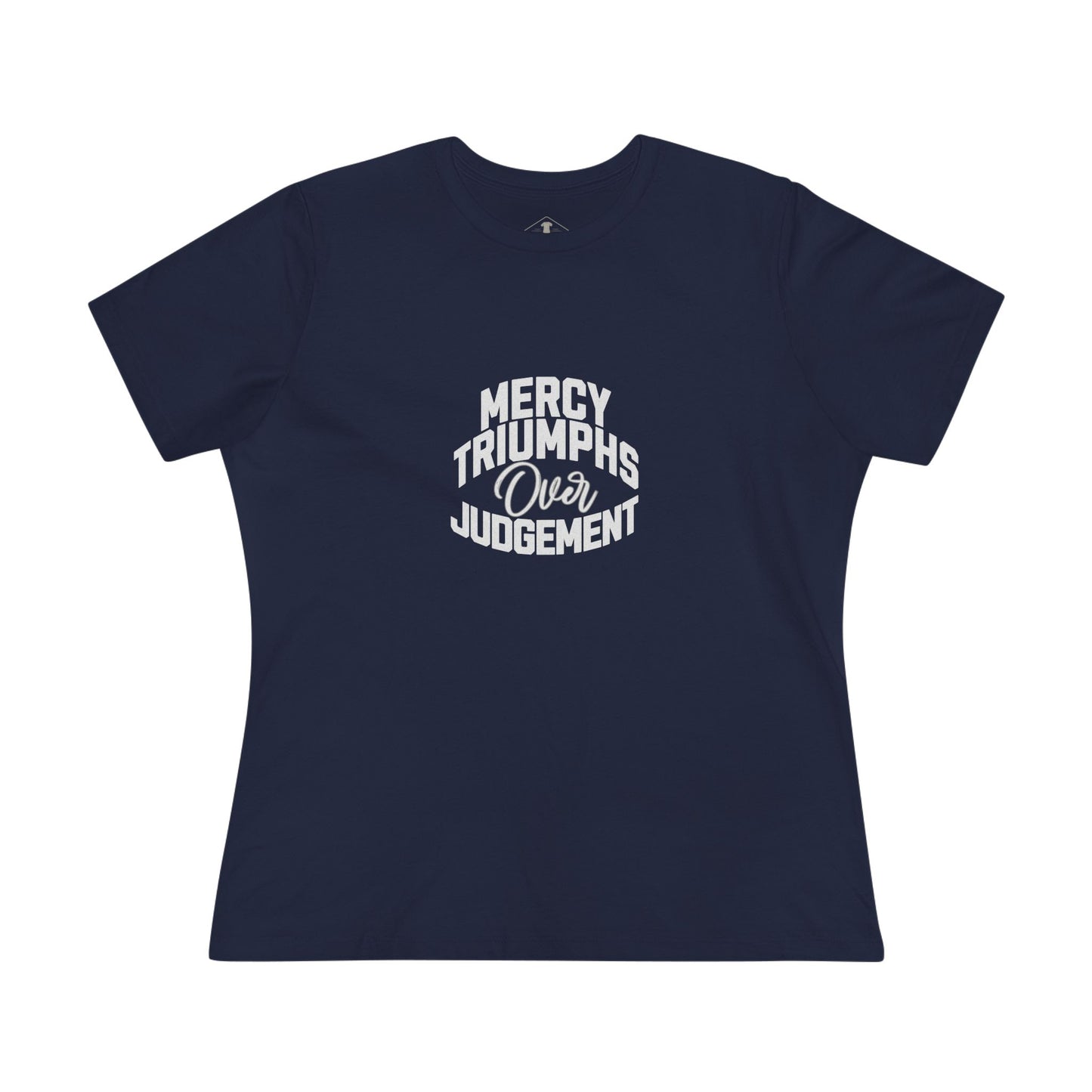 Mercy Triumphs Over Judgement Navy Womens T-Shirt