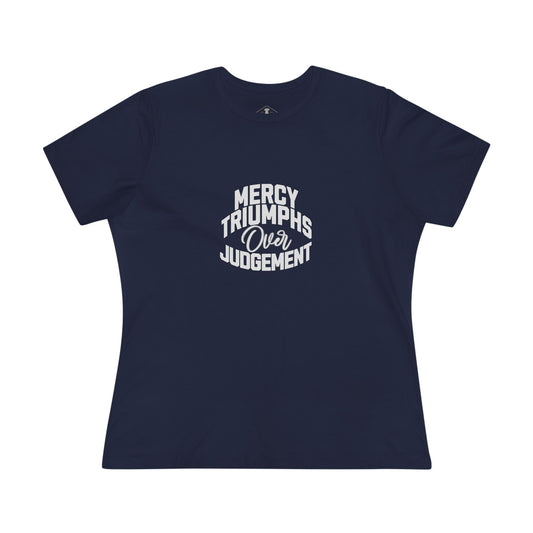 Mercy Triumphs Over Judgement Navy Womens T-Shirt