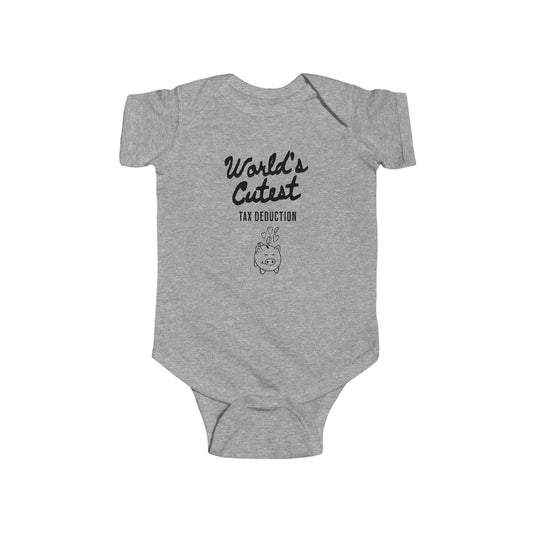 World's Cutest Tax Deduction Grey Baby Bodysuit