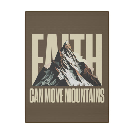 Faith Can Move Mountains Brown Wall Canvas