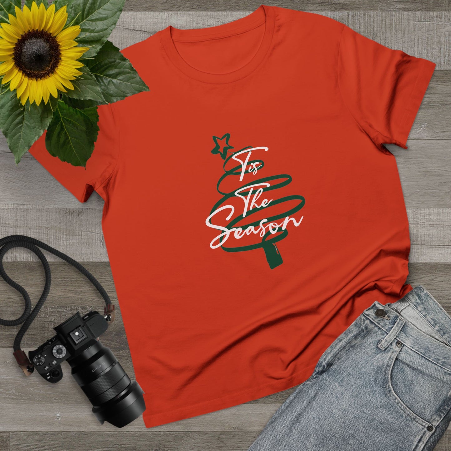 Tis The Season Spiral Tree Red Womens T-Shirt