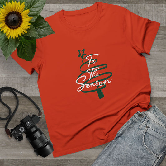 Tis The Season Spiral Tree Red Womens T-Shirt