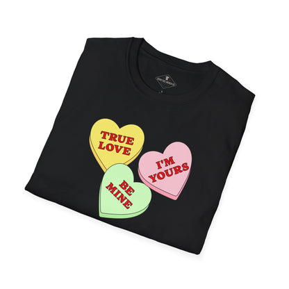 Valentine's Day Conversation Hearts Black T-Shirt