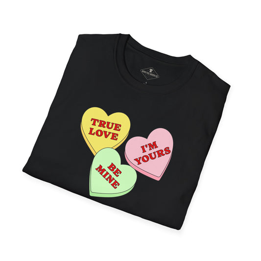 Valentine's Day Conversation Hearts Black T-Shirt