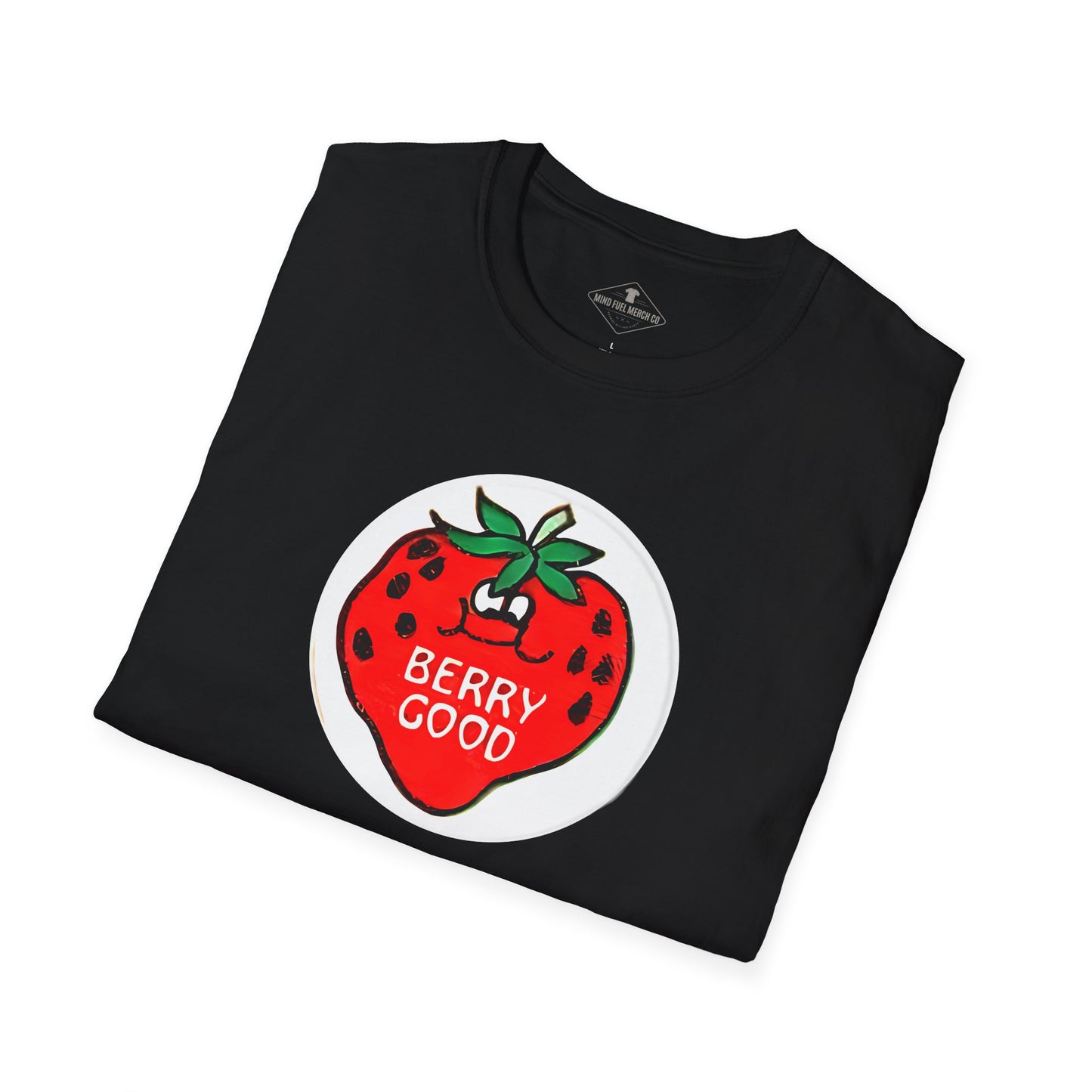 Vintage 1980's Strawberry Scratch & Sniff Sticker Black T-Shirt