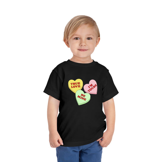 Valentine's Day Conversation Hearts Black Toddler T-Shirt